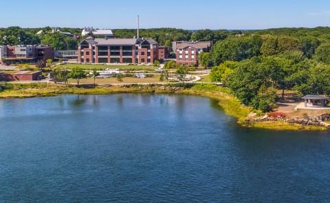 An aerial view of the Biddeford Campus